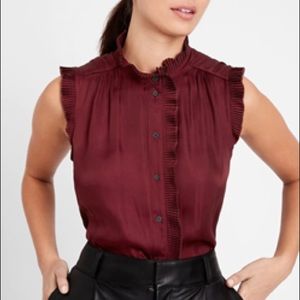 Black Satin Pleated Shirt